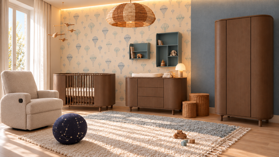 A room to dream in: smoked oak and soft blues