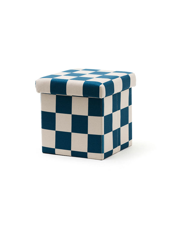 Pufe with Arrumação check Azul Petróleo 30 cm - Kids Concept - KidsR