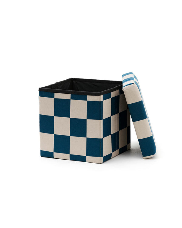 Pufe with Arrumação check Azul Petróleo 30 cm - Kids Concept - KidsR
