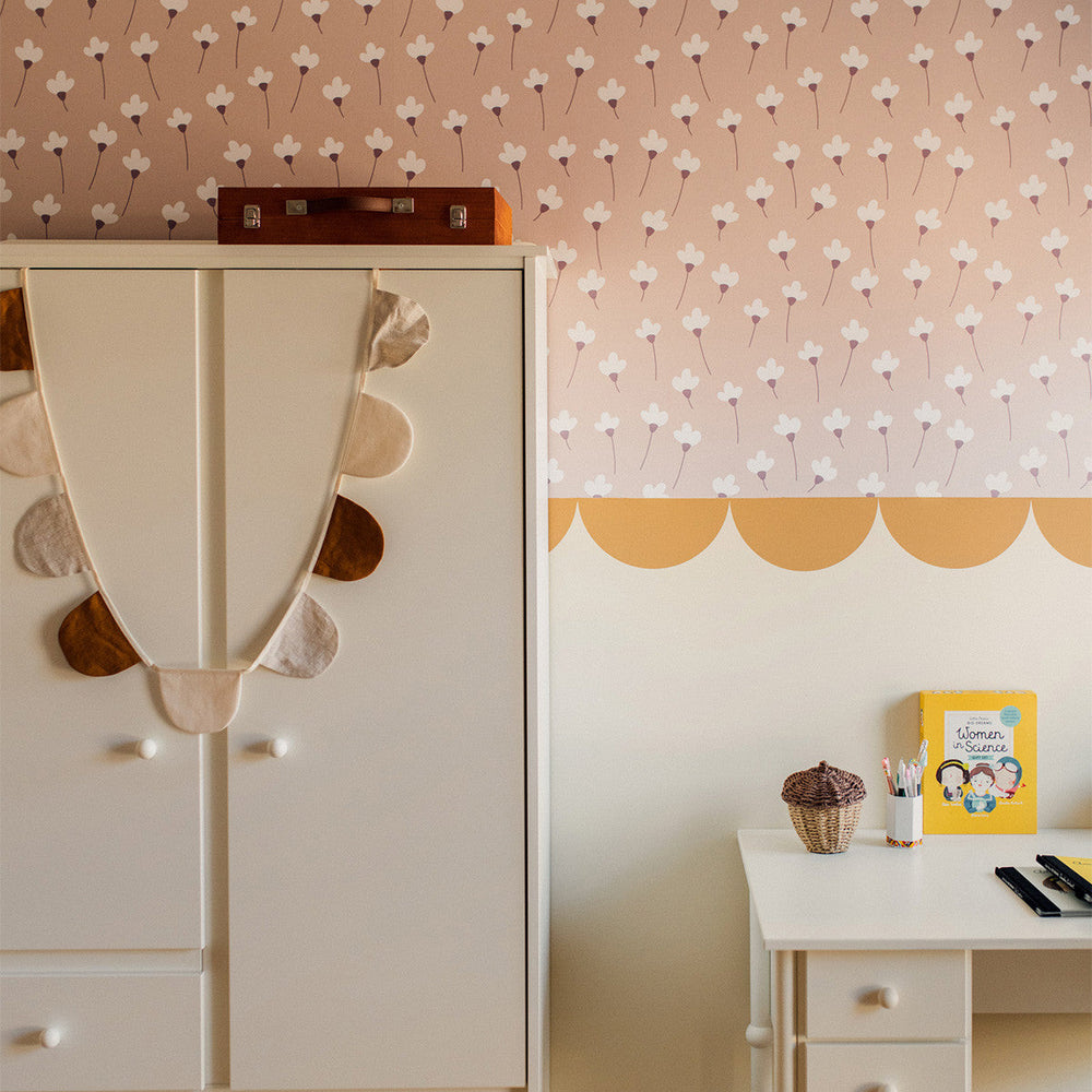 Papel de Parede Simple Daisies on powder pink – Dekornik – imagem 1