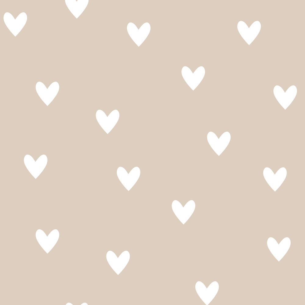 Papel de Parede Simple Hearts Beige – Dekornik – imagem 1
