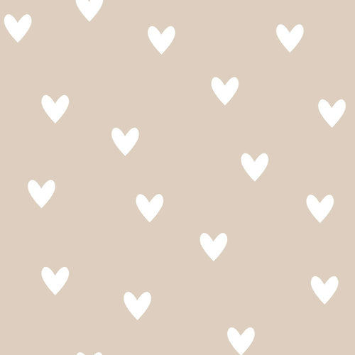 Papel de Parede Simple Hearts Beige – Dekornik – imagem 1
