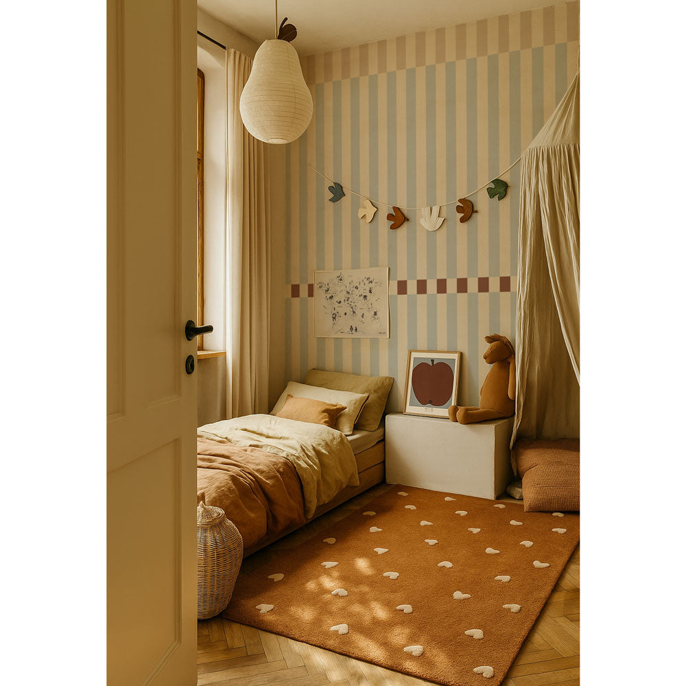 Papel de Parede Stripes nostalgia beige blue vintage – Dekornik – imagem 1