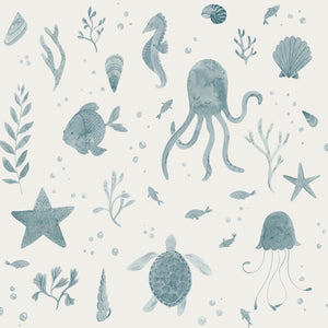 Papel de Parede Della – Azul Oceano – amostra do padrão