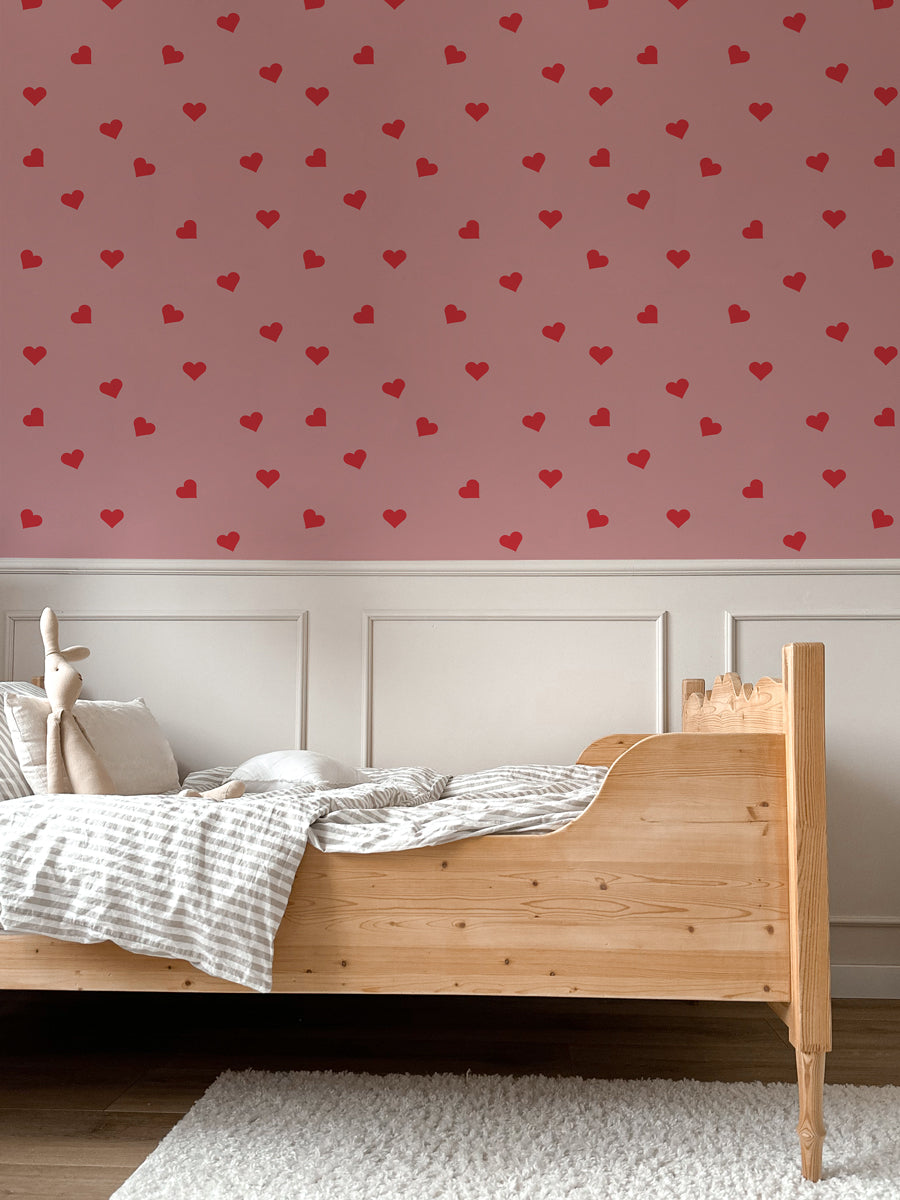 Papel de Parede Hearts on pink – Dekornik – imagem 1