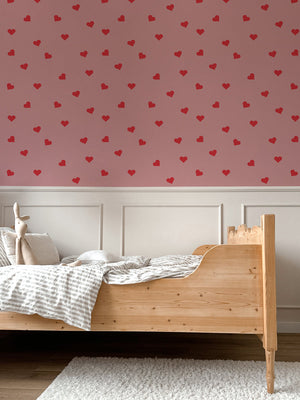Papel de Parede Hearts on pink – Dekornik – imagem 2