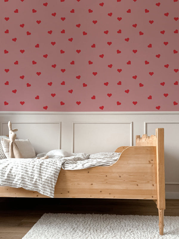 Papel de Parede Hearts on pink – Dekornik – imagem 2