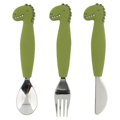 Conjunto de Talheres em Silicone Pack 3 - Mr. Dino da Trixie - imagem principal
