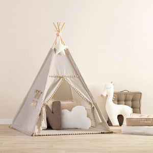 Tipi com pompons - cinzento claro - Yellow Tipi - vista 2