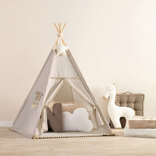 Tipi com pompons - cinzento claro - Yellow Tipi - vista 2