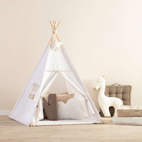 Tipi com pompons - branco - Yellow Tipi - vista 2