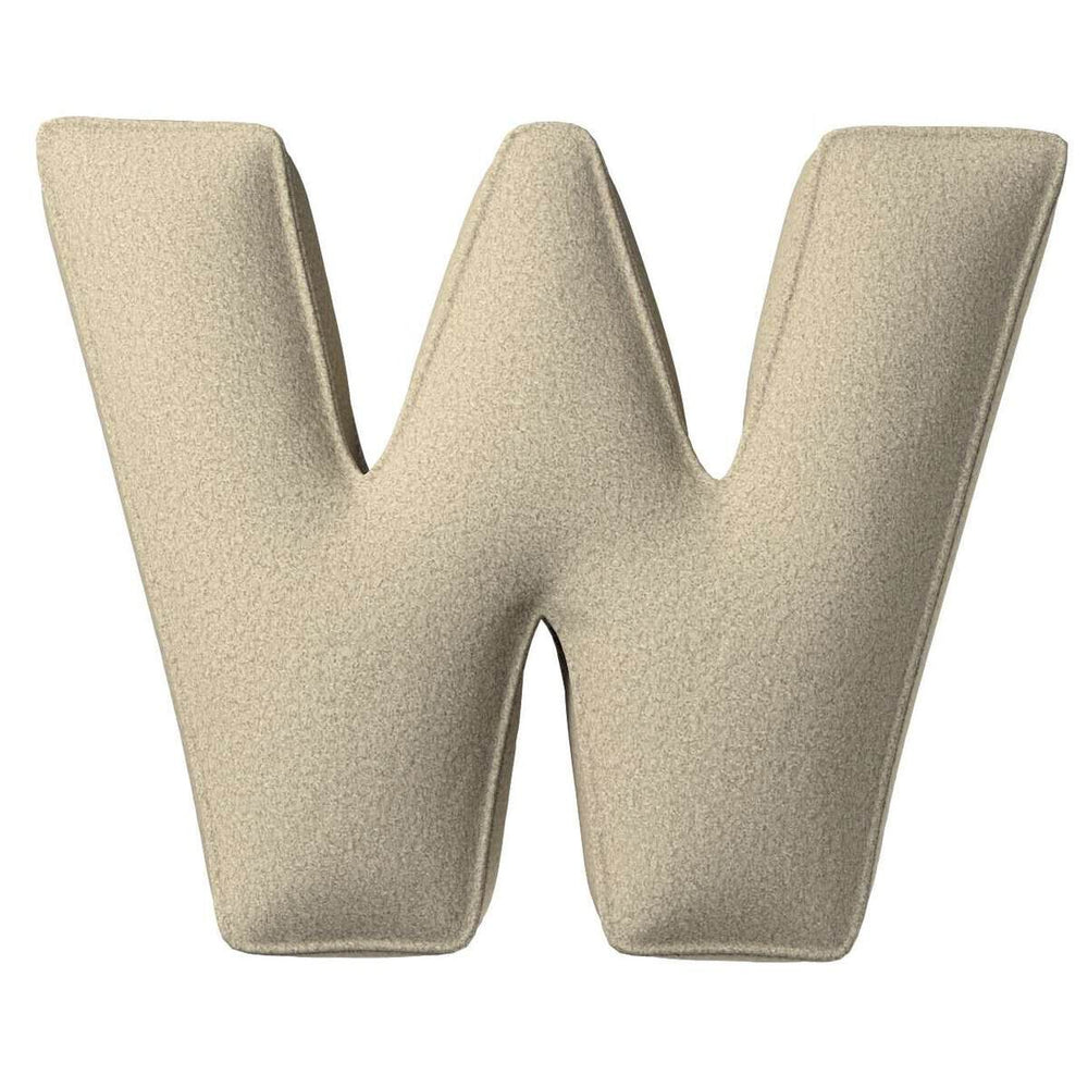 Almofada de letra W, 35x40cm (Boucle) - bege claro - Yellow Tipi