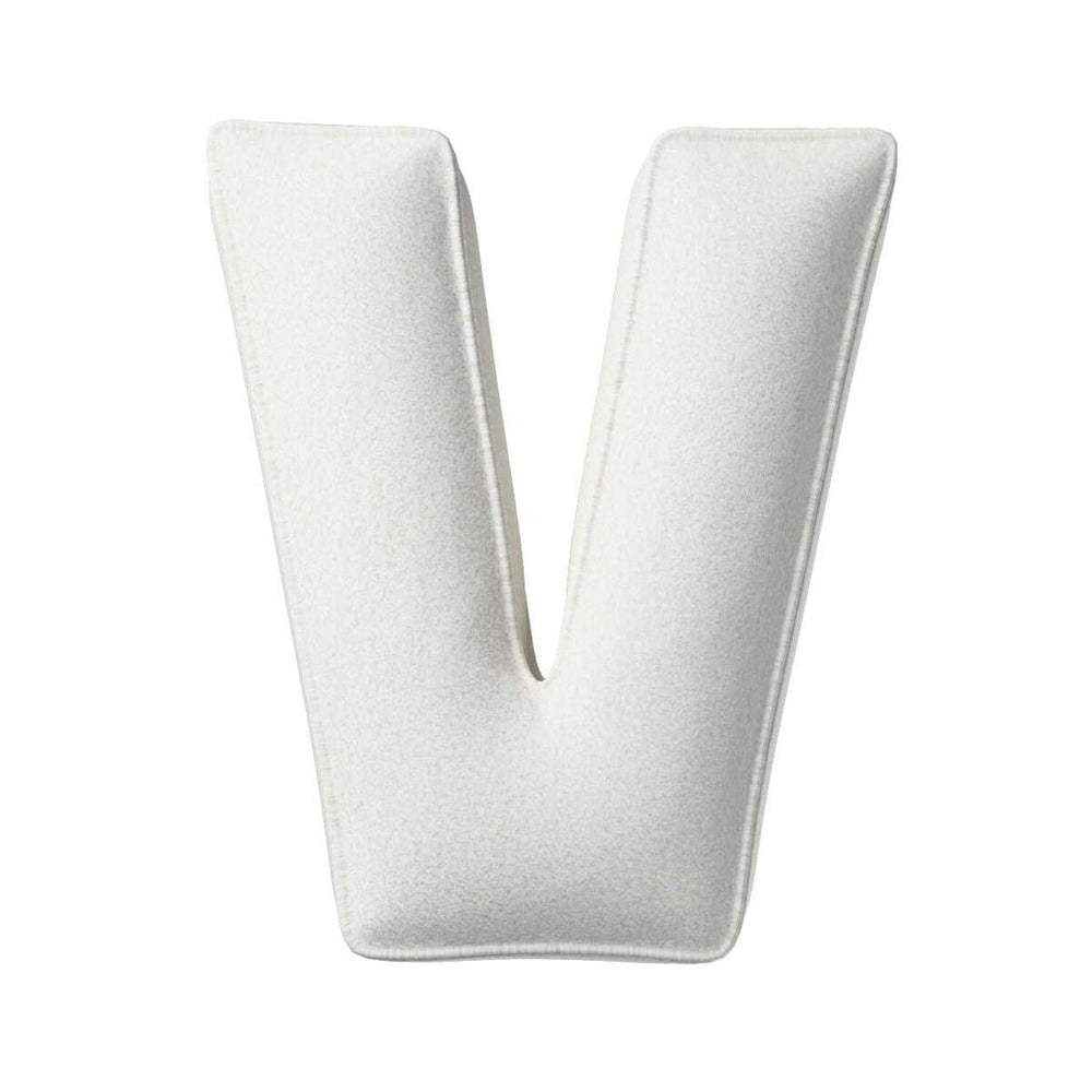 Almofada de letra V, 35x40cm (Boucle) - branco - Yellow Tipi