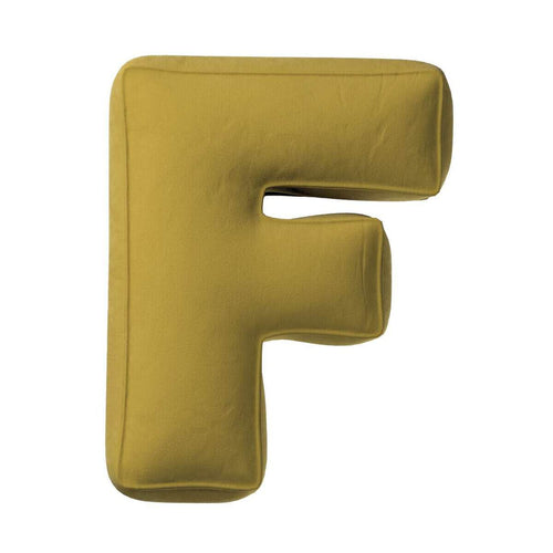Almofada de letra F, 35x40cm (Posh Velvet) - verde-azeitona - Yellow Tipi