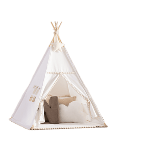 Tipi com pompons - branco - Yellow Tipi
