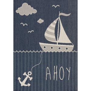 Tapete Barco à Vela 160x230cm, 160 x 230 cm - azul escuro, bege - Yellow Tipi