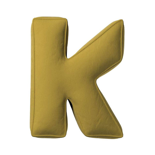 Almofada de letra K, 35x40cm (Posh Velvet) - verde-azeitona - Yellow Tipi