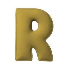 Almofada letra R, 35x40cm (Veludo Posh) - verde oliva - Yellow Tipi