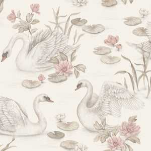 Cisne Lily - Multicolor – detalhe do padrão | Boråstapeter