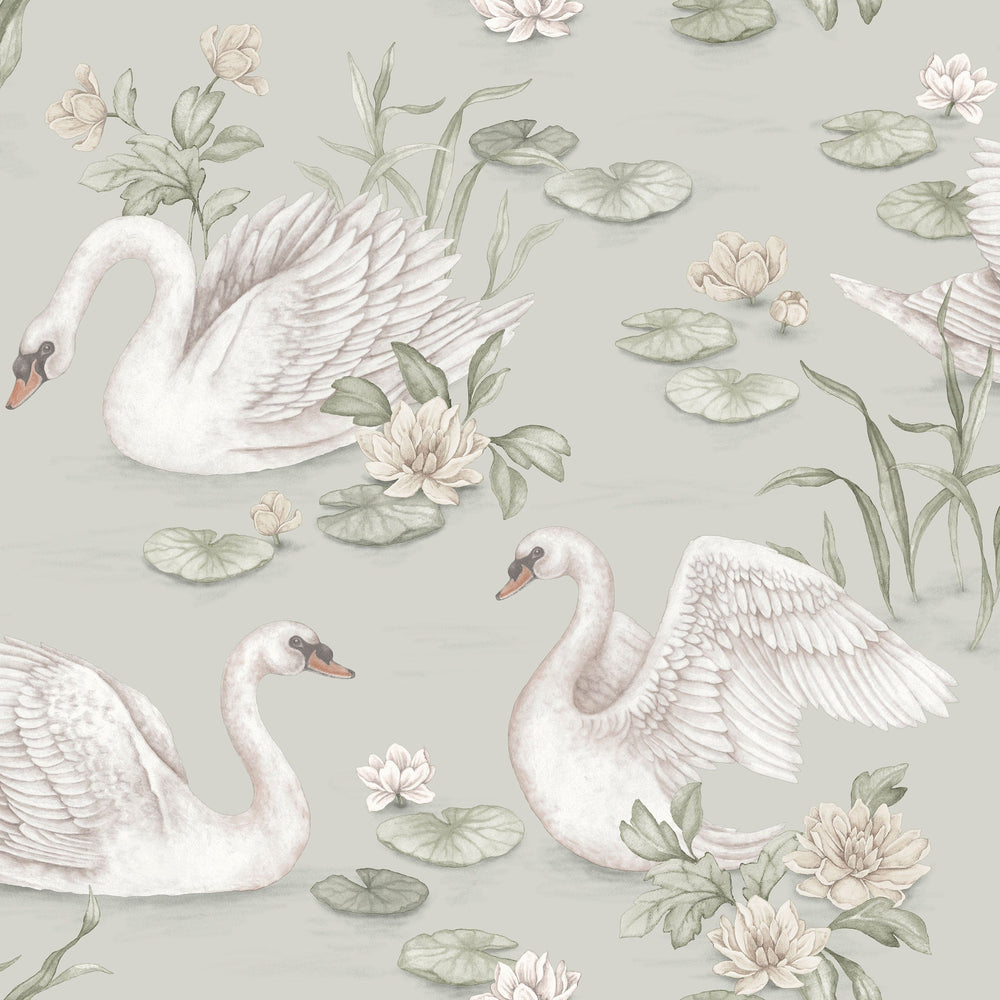 Cisne Lily Verde Boråstapeter para quarto infantil - KidsR