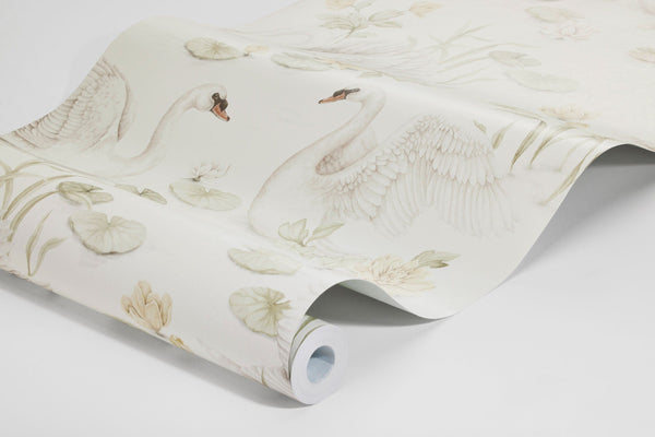 Cisne Lily - Branco – detalhe do papel de parede | Boråstapeter