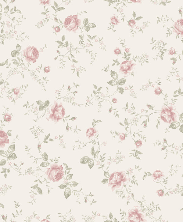 Jardim de Rosas - Branco – detalhe do padrão | Boråstapeter