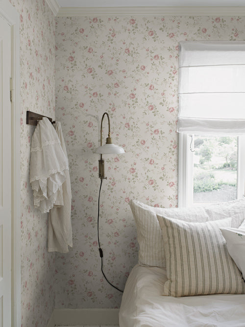 Jardim de Rosas Branco Boråstapeter para quarto infantil - KidsR