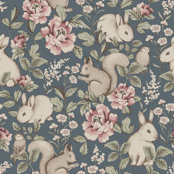 Floresta Mágica - Azul – detalhe do padrão | Boråstapeter