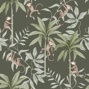 Amigos da Selva - Verde – detalhe do padrão | Boråstapeter