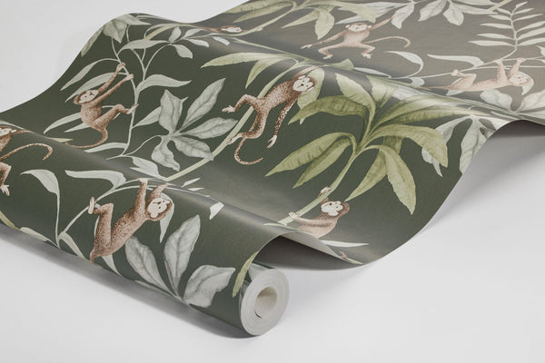 Amigos da Selva - Verde – detalhe do papel de parede | Boråstapeter