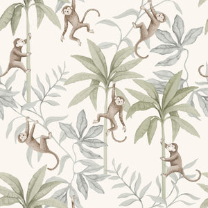 Amigos da Selva - Branco – detalhe do padrão | Boråstapeter