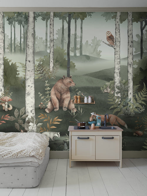 Mural Floresta Selvagem Verde Boråstapeter para quarto infantil - KidsR