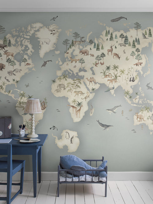 Mural Pequeno Explorador Azul Boråstapeter para quarto infantil - KidsR
