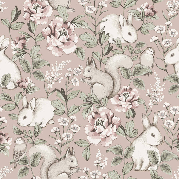 Floresta Mágica - Rosa – detalhe do padrão | Boråstapeter