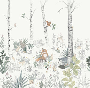 Mural Floresta Mágica - Multicolor – detalhe do padrão | Boråstapeter