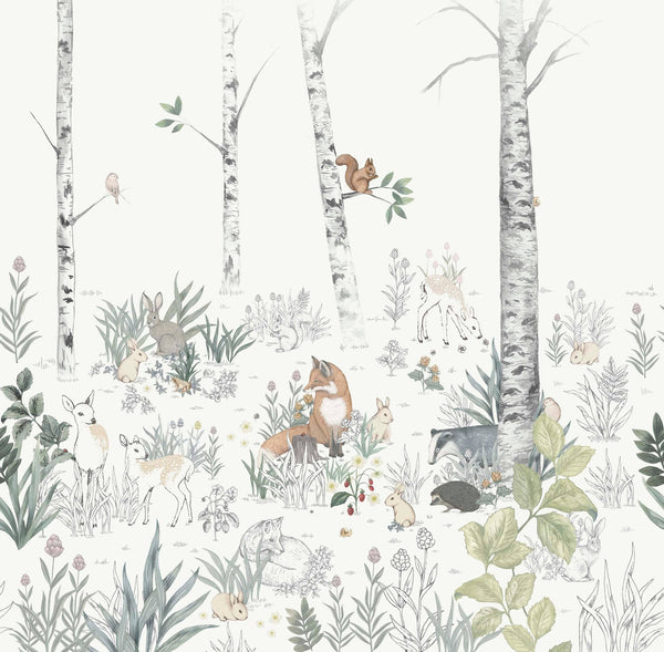 Mural Floresta Mágica - Multicolor – detalhe do padrão | Boråstapeter