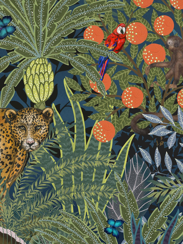 Animais da Selva - Verde – detalhe do padrão | Boråstapeter