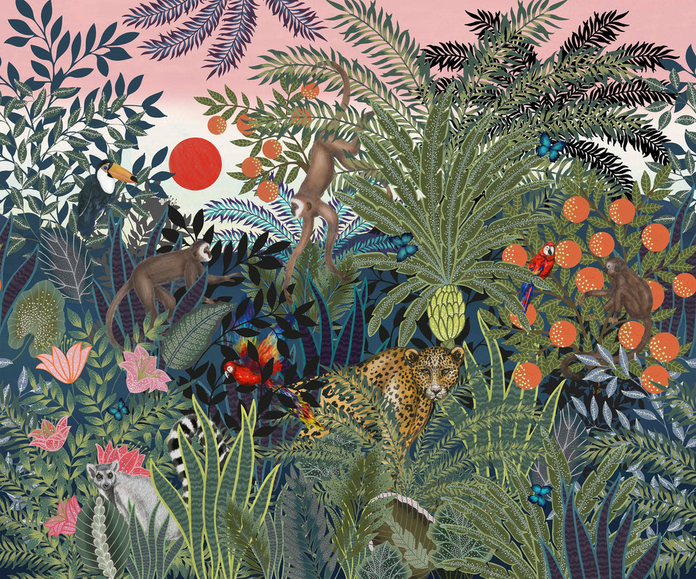 Mural infantil Animais da Selva Verde Boråstapeter - KidsR