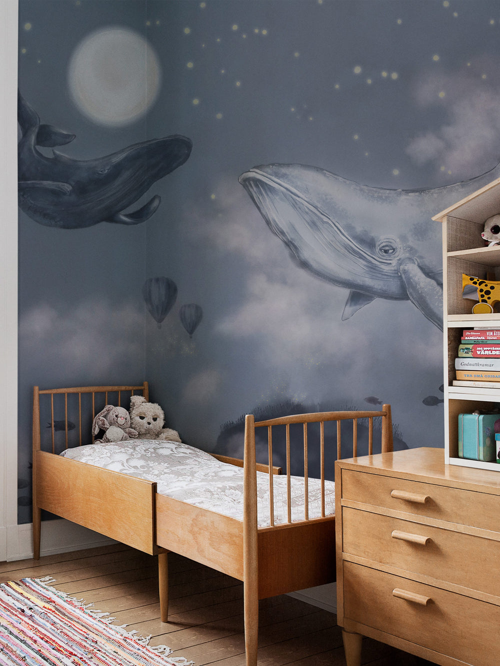 Mural infantil Baleias no Céu Azul Boråstapeter - KidsR