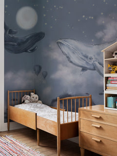 Mural infantil Baleias no Céu Azul Boråstapeter - KidsR