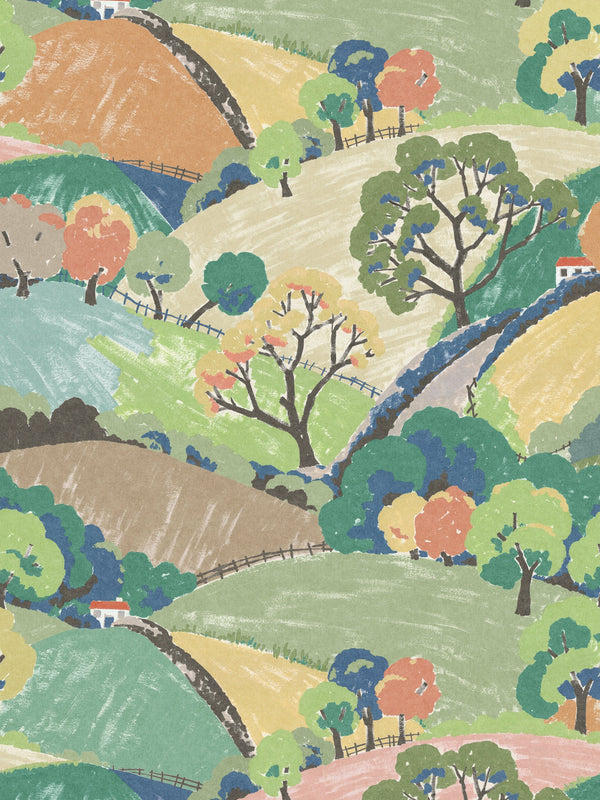 Colinas e Árvores - Multicolor – detalhe do padrão | Boråstapeter