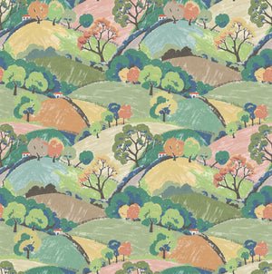 Colinas e Árvores - Multicolor – padrão completo | Boråstapeter