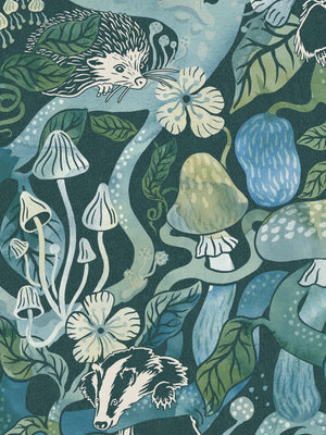 Bosque Mágico Grand - Azul – detalhe do padrão | Boråstapeter