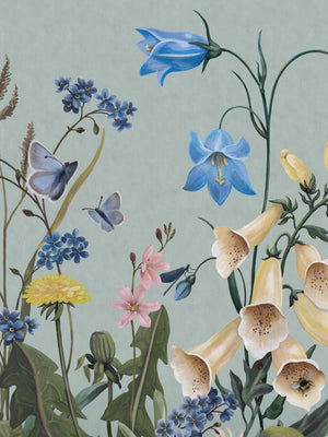 Bluebell Magic - Azul – detalhe do padrão | Boråstapeter