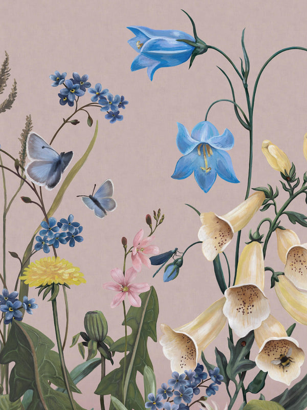 Bluebell Magic - Rosa – detalhe do padrão | Boråstapeter