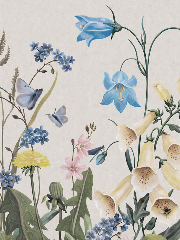 Bluebell Magic - Branco – detalhe do padrão | Boråstapeter