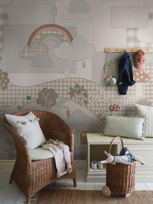 Patchwork Cottage - Bege – ambiente | Boråstapeter