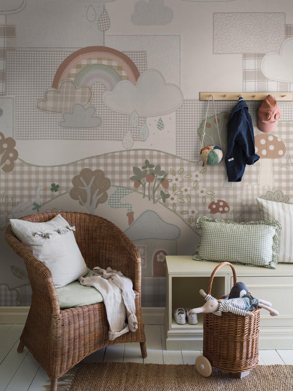 Patchwork Cottage - Bege – ambiente | Boråstapeter