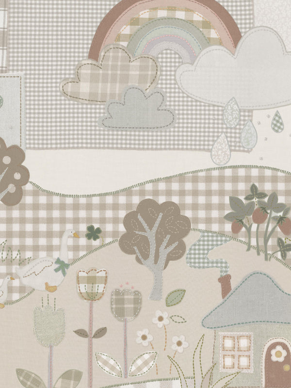 Patchwork Cottage - Bege – detalhe do padrão | Boråstapeter