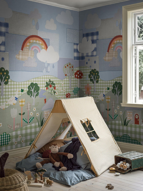 Mural infantil Patchwork Cottage Multicolor / Azul Boråstapeter - KidsR